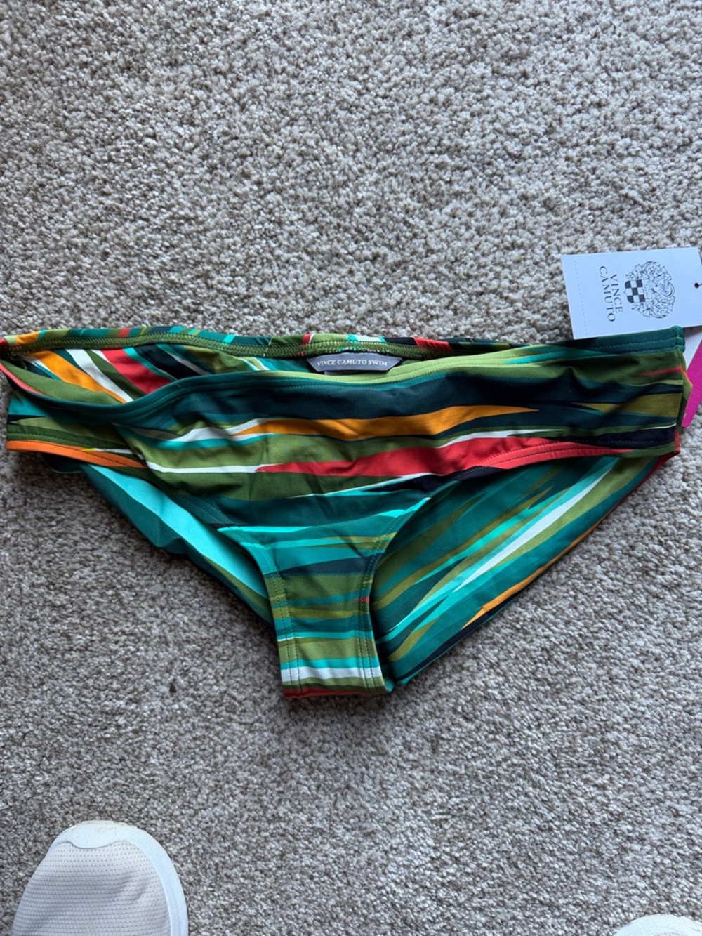 Vince Camuto Teal Green Multi-Stripe Bikini Bottom - Picture 2 of 6